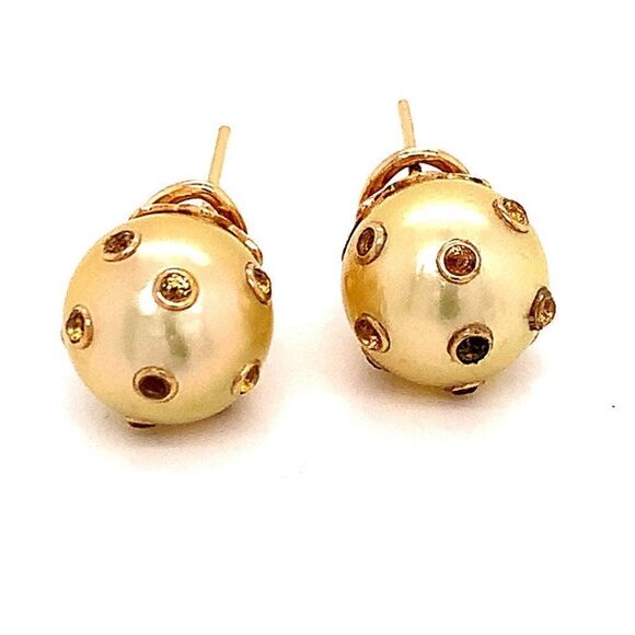 South Sea Pearl Sapphire Earrings 14k Gold 11.33 mm Certified $5,950 113478 - Picture 4 of 16